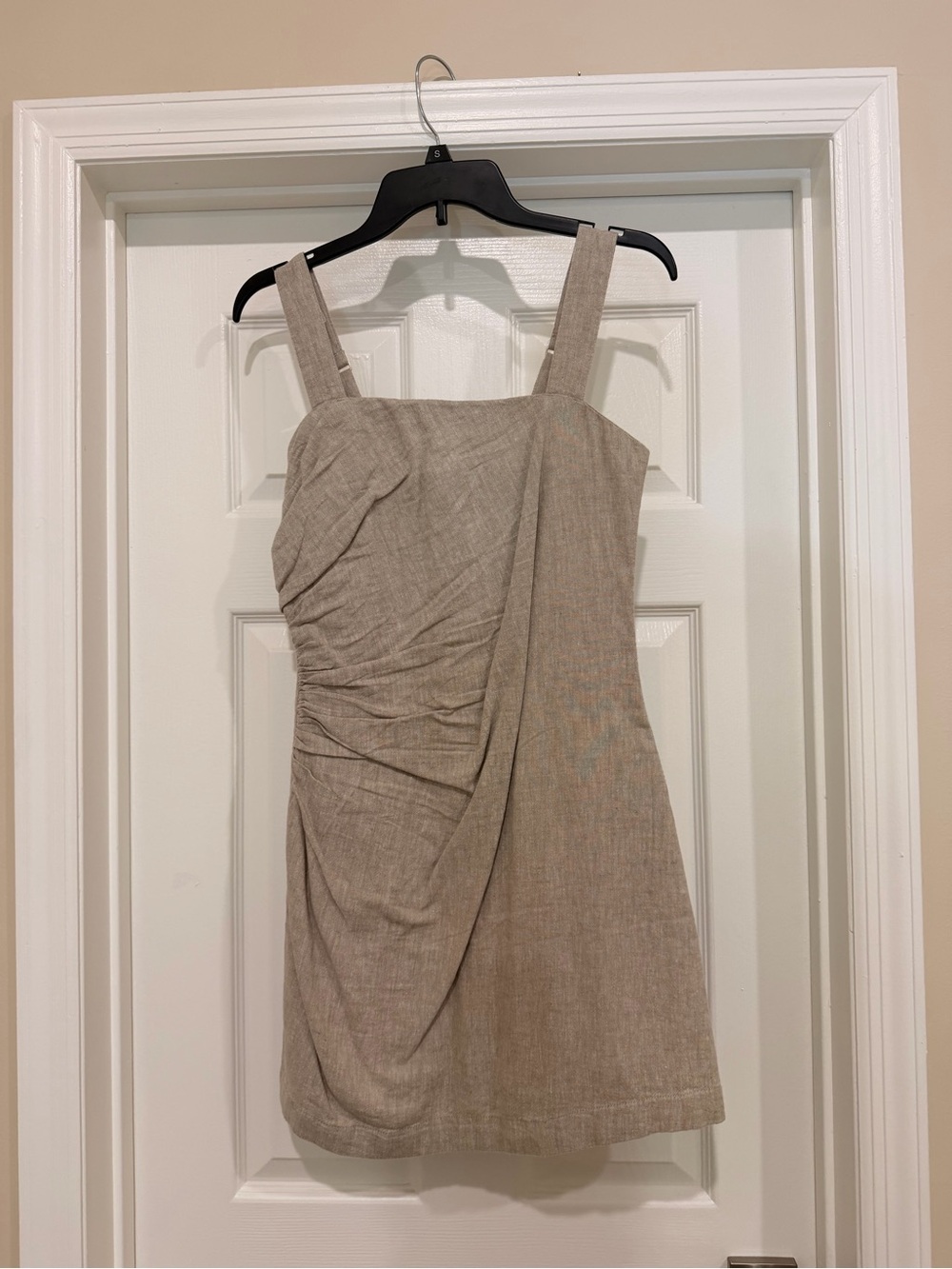 Abercrombie & Fitch Taupe Ruched Square-Neck Mini Dress